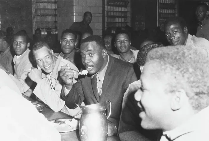 Framed Print : Boxing Champion Sonny Liston Sharing a Meal with Prison Inmates Framed Print : Boxing Champion Sonny Liston Sharing a Meal with Prison Inmates