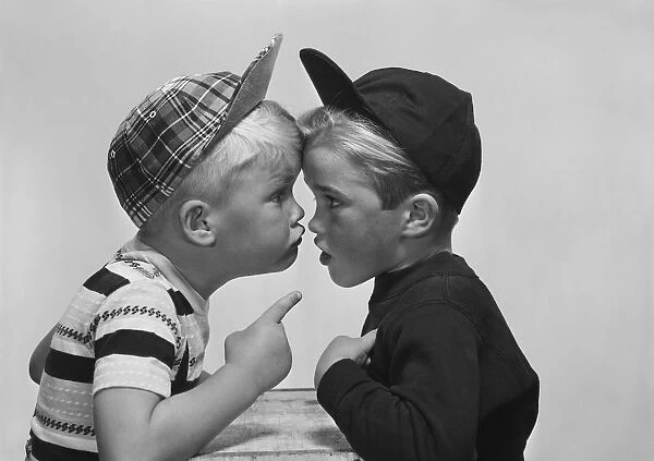 Two boy arguing, close-up