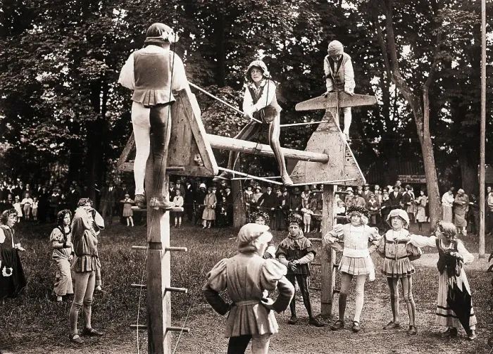Framed Print : Boy Balancing On Rope / Festival