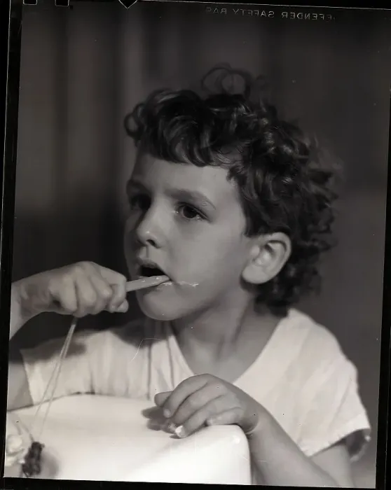 Framed Print : Boy Brushing His Teeth Framed Print : Boy Brushing His Teeth