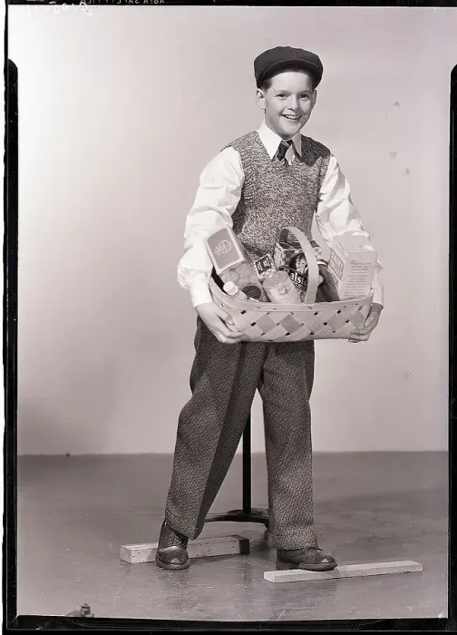 Framed Print : Boy Carrying Groceries In Basket Framed Print : Boy Carrying Groceries In Basket