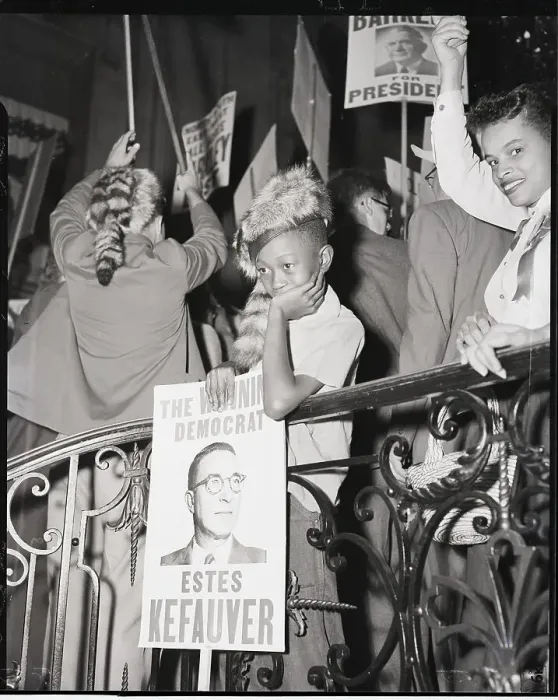 Framed Print : Boy in Coonskin Cap at Democratic Rally Framed Print : Boy in Coonskin Cap at Democratic Rally