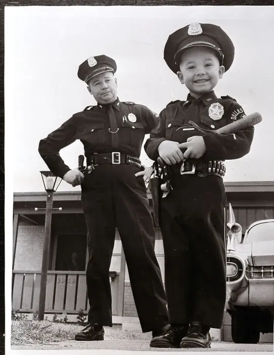 Framed Print : Boy Dressed As His Father, A Cop Framed Print : Boy Dressed As His Father, A Cop