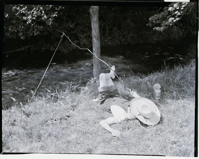 Framed Print : Boy Fishing in the Country Framed Print : Boy Fishing in the Country