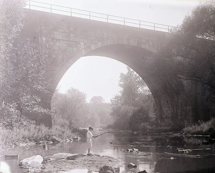 Framed Print : Boy Fishing Under Oldest Arched Bridge Framed Print : Boy Fishing Under Oldest Arched Bridge