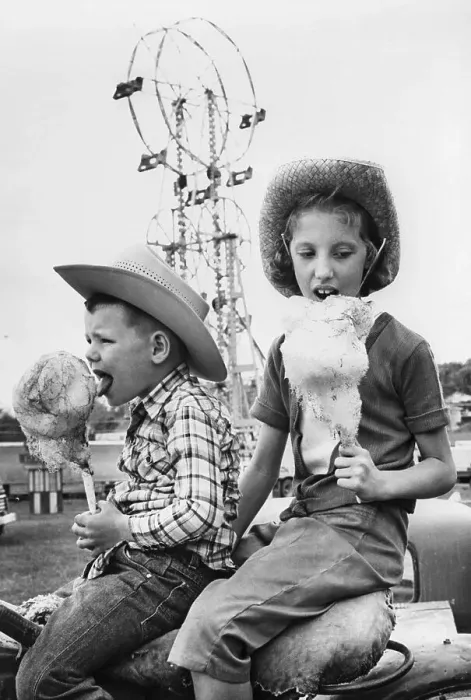 Framed Print : Boy and Girl Eating Cotton Candy Framed Print : Boy and Girl Eating Cotton Candy
