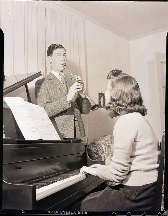 Framed Print : Boy and Girl Playing Instruments Framed Print : Boy and Girl Playing Instruments