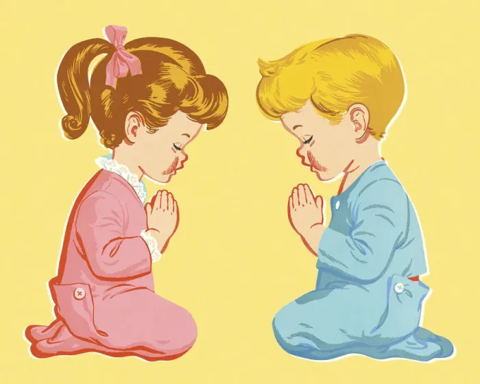 Framed Print : Boy and Girl Praying Framed Print : Boy and Girl Praying