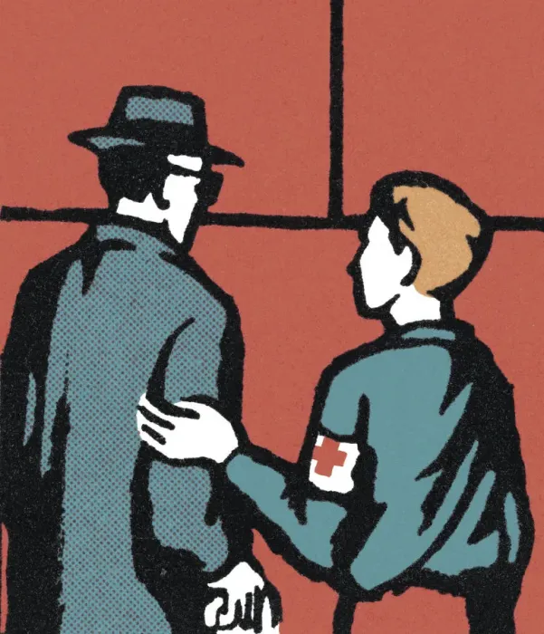 Framed Print : Boy Helping Older Man Framed Print : Boy Helping Older Man