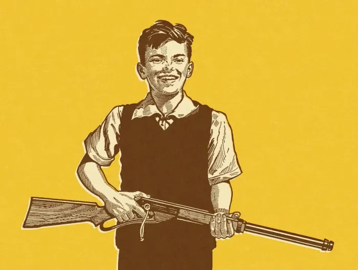 Framed Print : Boy Holding Rifle Framed Print : Boy Holding Rifle