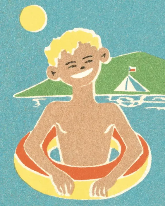 Framed Print : Boy with inner tube