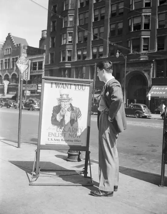 Framed Print : Boy Looking at Army Recruiting Sign Framed Print : Boy Looking at Army Recruiting Sign