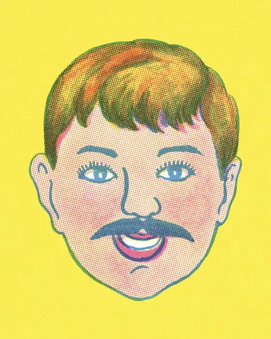 Framed Print : Boy with a Mustache