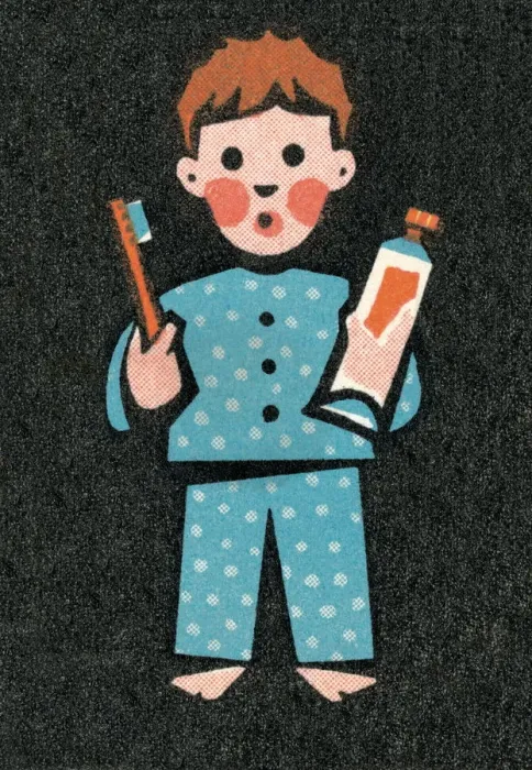 Framed Print : Boy in pajamas brushing teeth Framed Print : Boy in pajamas brushing teeth