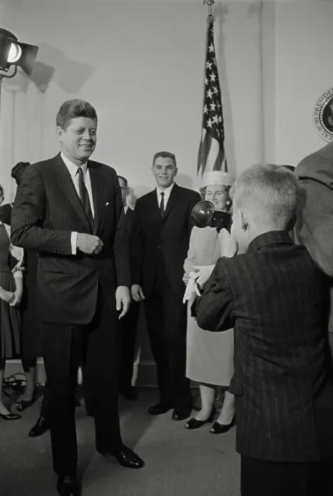 Framed Print : Boy Photographing President Kennedy Framed Print : Boy Photographing President Kennedy