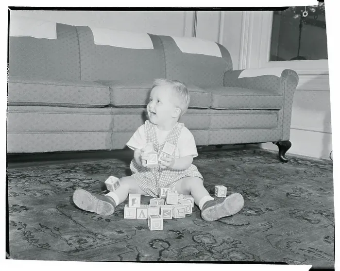 Framed Print : Boy Playing with Blocks Framed Print : Boy Playing with Blocks