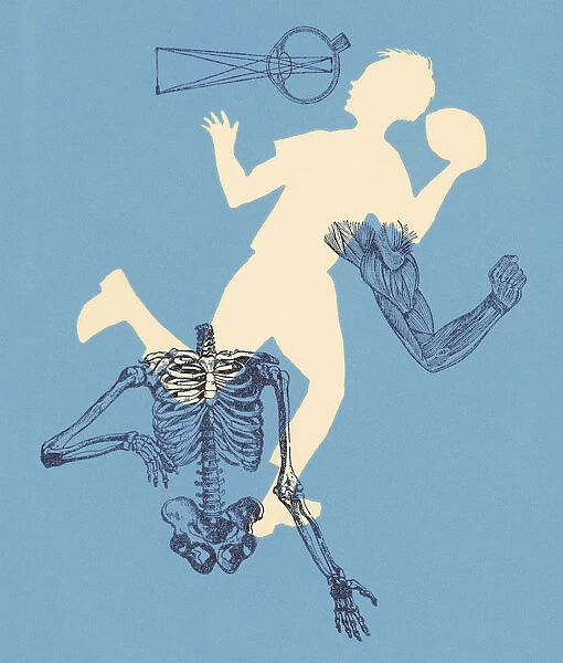 Boy Playing Football With Muscles and Bones