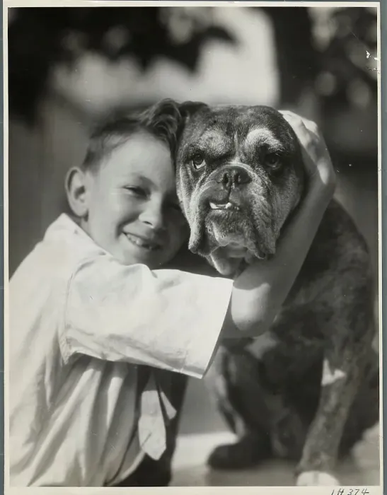 Framed Print : Boy Posing with His Dog Framed Print : Boy Posing with His Dog