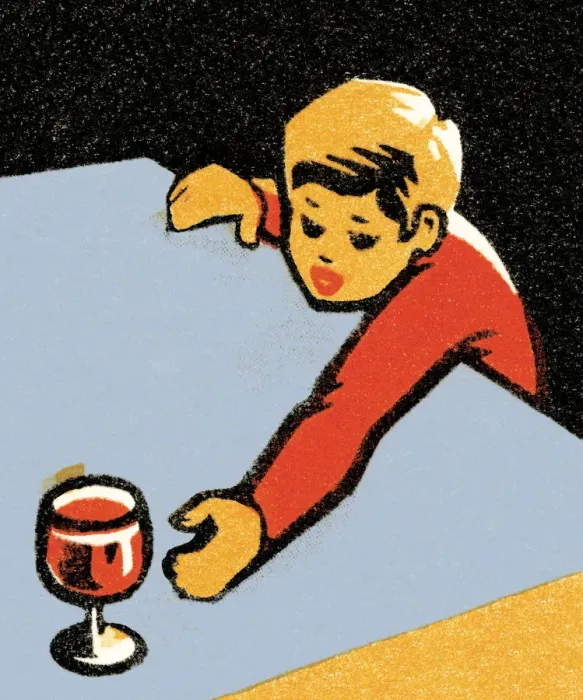 Framed Print : Boy reaching for wine Framed Print : Boy reaching for wine