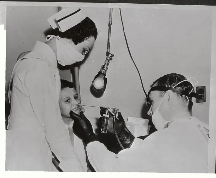 Framed Print : Boy Receiving Polio Prevention Treatment