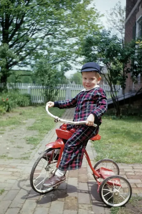Framed Print : Boy Rides A Red Tricycle Framed Print : Boy Rides A Red Tricycle