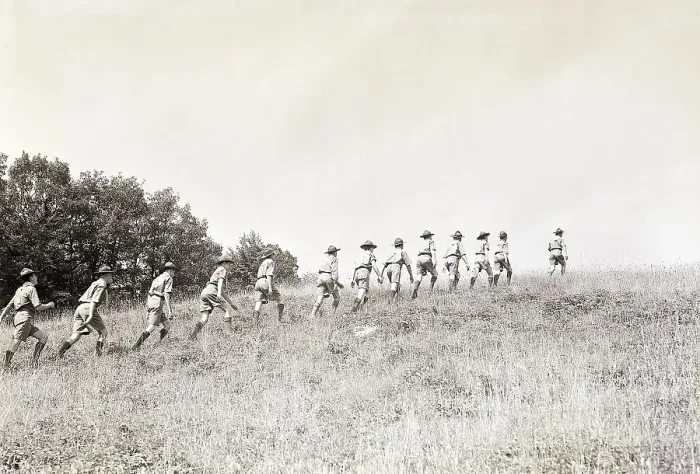 Framed Print : Boy Scouts Hiking up a Hill Framed Print : Boy Scouts Hiking up a Hill