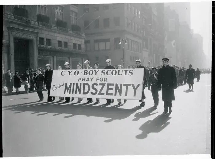 Framed Print : Boy Scouts Protesting in Parade Framed Print : Boy Scouts Protesting in Parade