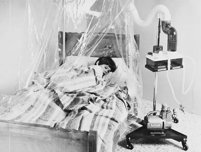 Framed Print : Boy Sleeping in Medicated Tent Framed Print : Boy Sleeping in Medicated Tent