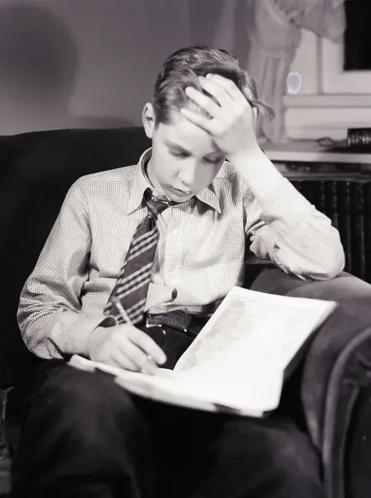 Framed Print : Boy Studying Framed Print : Boy Studying