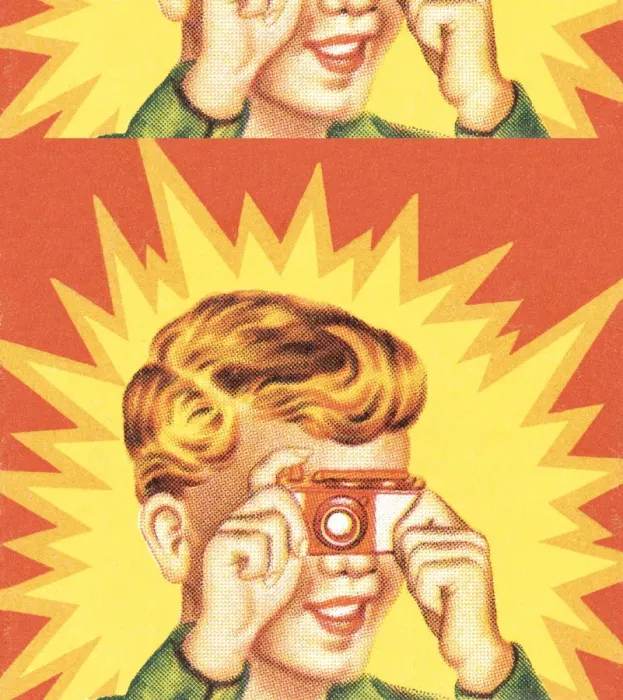 Framed Print : Boy taking photograph pattern Framed Print : Boy taking photograph pattern