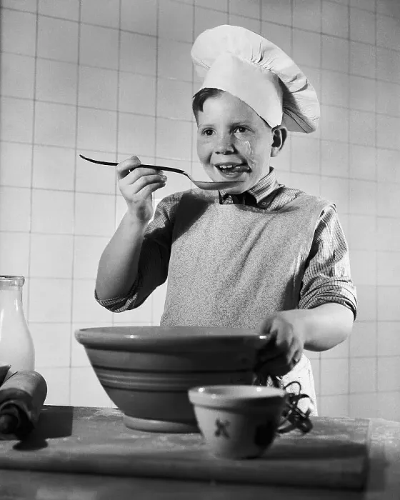 Framed Print : Boy Tasting His Cooking