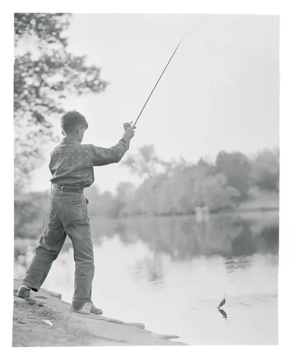 Framed Print : Boy Using Fishing at Lake Framed Print : Boy Using Fishing at Lake