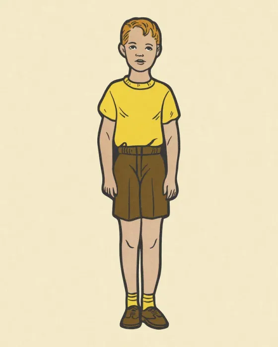 Framed Print : Boy Wearing Shorts and a T-Shirt