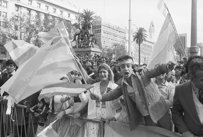 Framed Print : Boy, Woman, Crowd Shouting at Rally with Flags Framed Print : Boy, Woman, Crowd Shouting at Rally with Flags