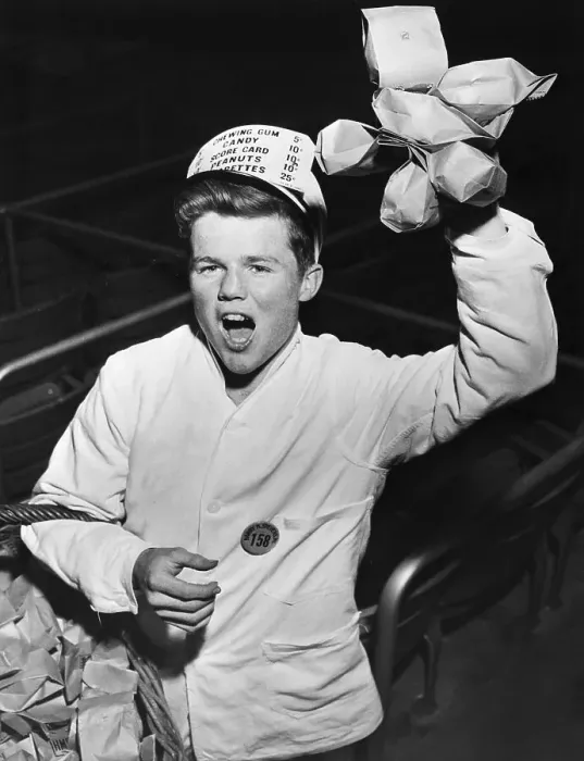 Framed Print : Boy Yelling, Selling Peanuts At Baseball Framed Print : Boy Yelling, Selling Peanuts At Baseball
