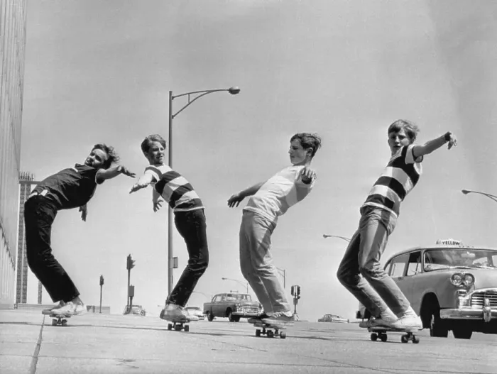 Framed Print : Boys Balancing on Their Skateboards Framed Print : Boys Balancing on Their Skateboards