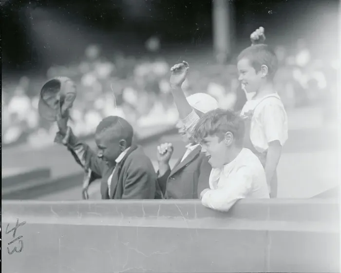 Framed Print : Boys Cheering in Stands Framed Print : Boys Cheering in Stands