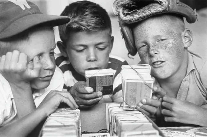 Framed Print : Boys Collecting Baseball Cards Framed Print : Boys Collecting Baseball Cards