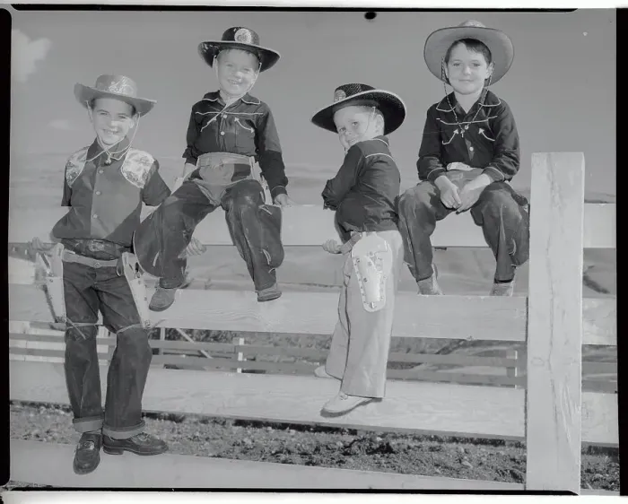Framed Print : Boys Dressed as Cowboys