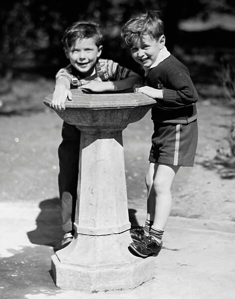 Boys at drinking fountain