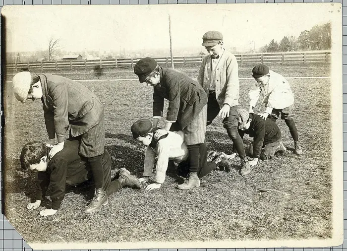 Framed Print : Boys in a Field Playing Leapfrog Framed Print : Boys in a Field Playing Leapfrog