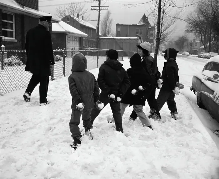 Framed Print : Boys Hiding Snowballs
