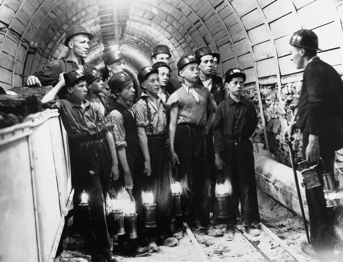 Framed Print : Boys Learn Coal Cutting Framed Print : Boys Learn Coal Cutting