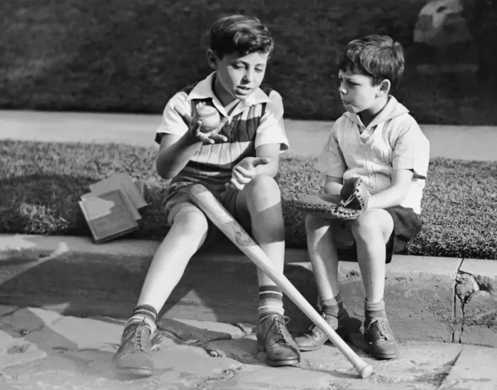 Framed Print : Two boys playing baseball Framed Print : Two boys playing baseball