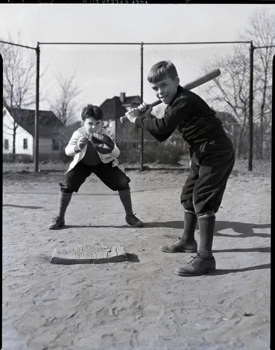 Framed Print : Two Boys Playing Baseball Framed Print : Two Boys Playing Baseball