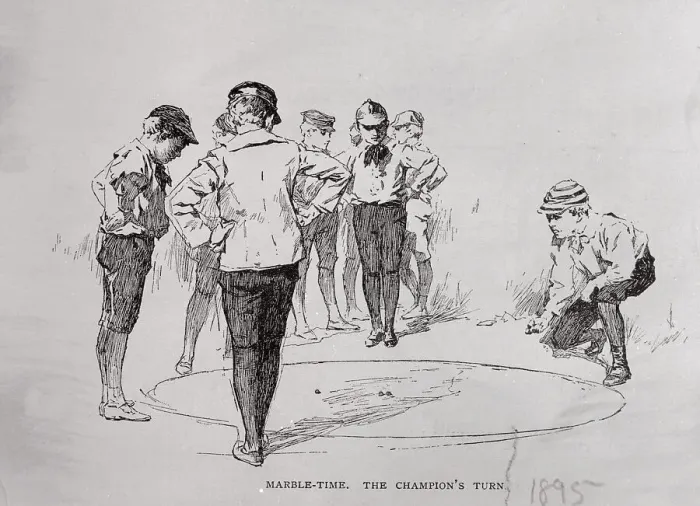Framed Print : Boys Playing Marbles
