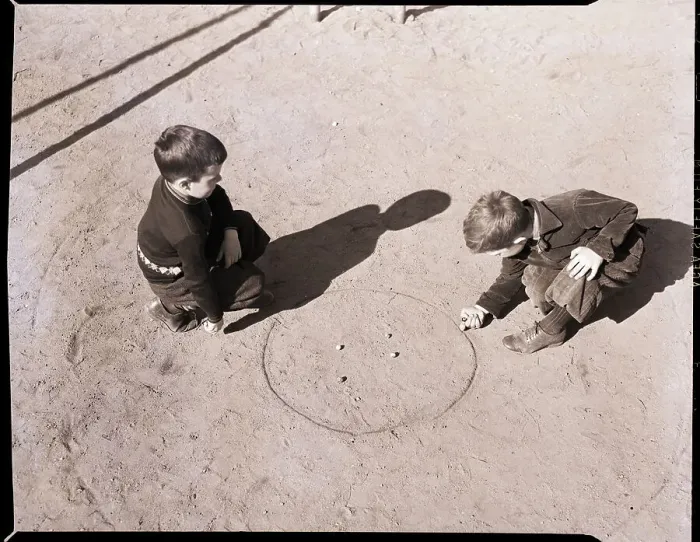 Framed Print : Boys Playing Marbles
