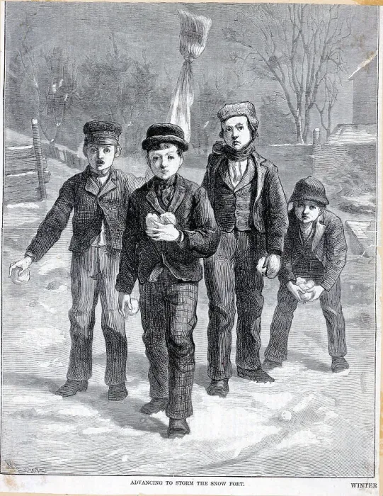 Framed Print : Boys Preparing for a Snowball Fight Framed Print : Boys Preparing for a Snowball Fight