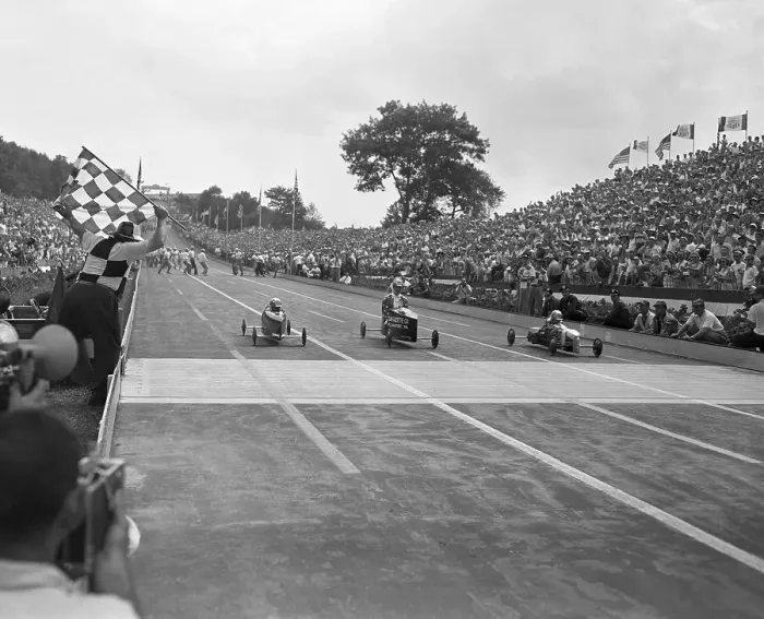 Framed Print : Boys Soap Box Racing