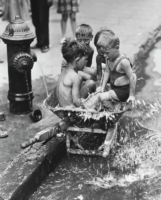 Framed Print : Boys Splashing by a Fire Hydrant Framed Print : Boys Splashing by a Fire Hydrant